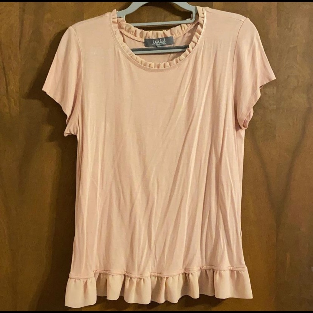 Blush Pink Ruffle Trim Top